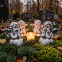 Article Lot de 6 figurines d'anges en résine avec cœur - Gris, 5,5 cm