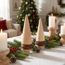Article Set de 2 sapins décoratifs en bois naturel 18 cm
