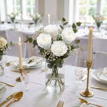 Article Roses naturelles stabilisées blanches Ø4-4,5 cm - Lot de 8