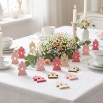 Article Ensembles de petits anges en bois 4 cm - rose, blanc et rose foncé (lot de 72 pièces)