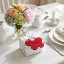 Article Fleurs en feutrine avec anse « Merci » 10 cm, lot de 8