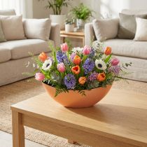 Article Coupe Décorative pour Plantes en Forme de Navire 39 cm Abricot/Noir