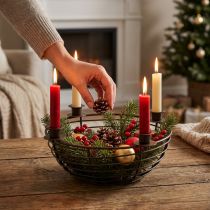 Article Coupe décorative en métal marron avec porte-bougies pour 4 bougies, Ø 14 cm