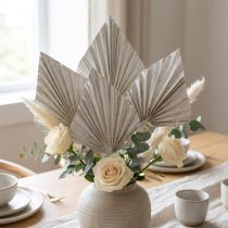 Article Palmes Séchées Blanchies 10-15 cm avec Tige en Bois - Lot de 65