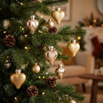 Article Décorations de Noël Cœurs Dorés à Suspendre – Lot de 24, 3 cm