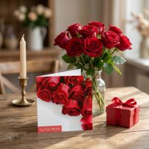 Article Carte cadeau décorative avec motif de roses rouges et enveloppe