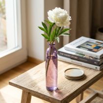 Article Vase haute en verre violet Ø6,5cm H30cm