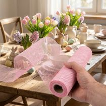 Article Chemin de table en jute, ruban de jute, bordure de table, rose clair, 30 cm x 5 m