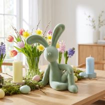 Article Figurine décorative en forme de lièvre vert sauge 38 cm pour une décoration printanière