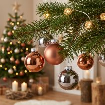Article Boules de Noël en verre argentées et abricot Ø4 cm - Lot de 24
