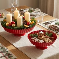 Article Assiette sur pied Plateau déco rétro Métal Rouge Ø24cm 2pcs