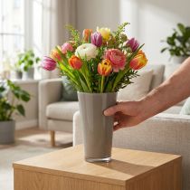 Article Vase décoratif "Fizzy" Ø13,5 cm H20,5 cm Platingray en plastique