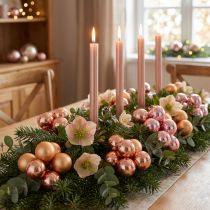 Article Boules décoratives en verre sur fil, rose et abricot, Ø40 mm, lot de 32