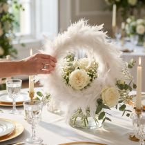Article Couronne en plumes blanches 20 cm pour décorations de mariage et de Pâques