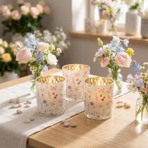 Article Lot de 4 photophores en verre motif papillons décoratif 8 cm