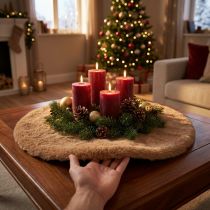 Article Tapis décoratif rond effet fourrure sable Ø38cm