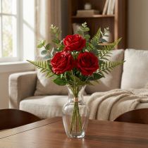 Article 3 tiges de roses artificielles rouges Ø4cm L45cm