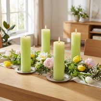 Article Bougies cylindriques vert lime 50x300 mm lot de 4