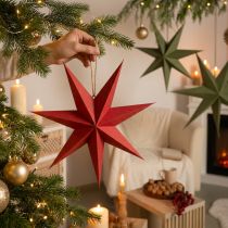 Article Étoile de Noël en papier et jute rouge pour décoration intérieure