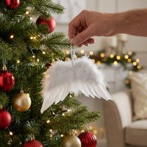 Article Décoration ailes d’ange en plumes blanches à suspendre 20×12cm – Lot de 6