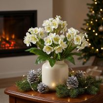 Article Fleurs artificielles blanches Christroses – Bouquet de 18 fleurs, 60 cm