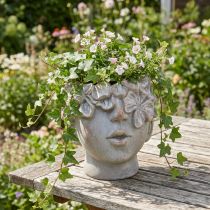 Article Pots de fleurs décoratifs buste visage 14 cm en béton aspect pierre