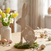 Article Lapin décoratif en bois avec motifs floraux 20×40 cm