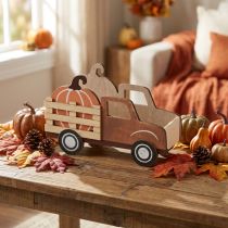 Article Camionnette en bois avec citrouille – Décoration d’automne 20×7,5×12,5 cm