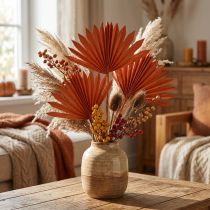 Article Mini feuille de palmier orange naturel, forme soleil, lot de 50