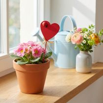 Article Cœurs en bois rouges avec coccinelle, décoration sur piquet, 6 cm, 16 pièces