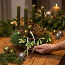 Article Boules de Noël en Verre Brillant Olive et Gris Argenté 5 cm - Set de 24