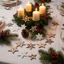 Article Étoiles décoratives en bois blanc et naturel Ø4 cm – Lot de 72