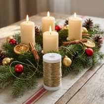 Article Fil décoratif doré en métal pour créations florales et artisanales – 50 m