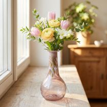 Article Mini vase décoratif en verre lila avec effet marbré Ø 7,5 cm H 15 cm