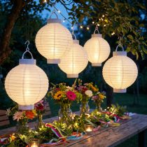 Article Lanternes LED Solaires Blanches Ø20 cm pour Jardin ou Balcon