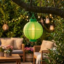 Article Lanterne LED solaire en nylon pliable vert Ø20 cm