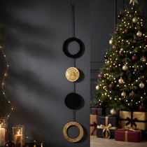 Article Décoration murale suspendue en métal noir et doré avec anneaux et disques – 125 cm