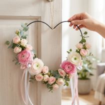 Article Anneaux décoratifs en forme de cœur en métal noir - Lot de 4, 32,5 cm