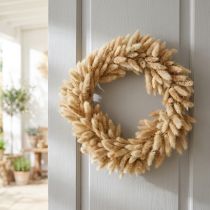 Article Couronne décorative en fleurs séchées Lagurus Ø31cm – Style naturel et bohème