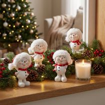 Article Figurines de Bonhommes de Neige en Résine avec Bonnet et Écharpe – 11,5 cm – Lot de 4