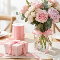 Article Ruban rose pour décorer les cadeaux, idéal pour les occasions spéciales, 10 mm, 250 m