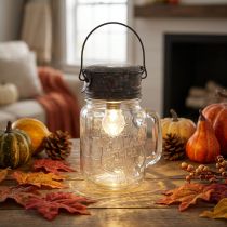 Article Deko Lampe en Verre avec Couvercle Métal et LED Ø8cm H16cm