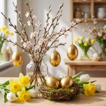 Article Œufs En Coquille Vidée Dorés - Décoration de Pâques - Lot de 10