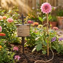 Article Bobine décorative en fonte avec corde en jute 12×4,5×32 cm