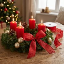 Article Ruban de Noël rouge avec étoiles scintillantes 25 mm 18 m