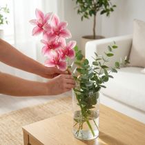 Article Cymbidium orchidée artificielle 5 fleurs rose 65 cm