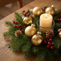 Article Boules de Noël miniatures en verre doré mat et brillant Ø3cm - Lot de 22