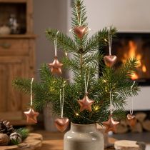 Article Lot de 24 Suspensions Décoratives Cuivrées en Forme d'Étoile et de Cœur
