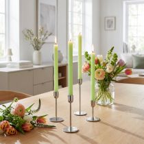 Article Bougies longues teintées dans la masse vert lime 22×240 mm – Lot de 12