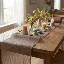 Article Chemin de table en jute, marron/taupe, 30 cm x 5 m